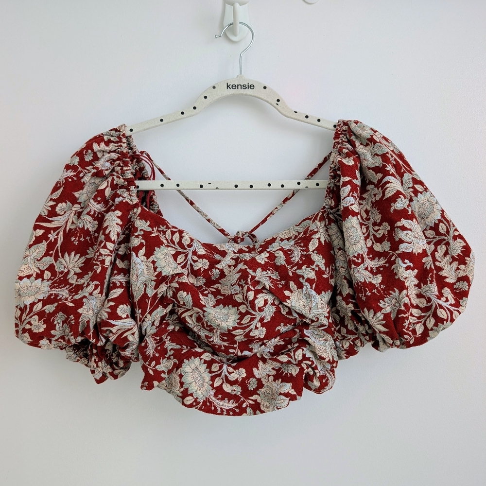 FREE PEOPLE Sunday Set 2-Piece Floral Linen Blend Size Small Boho Beach - Picture 2 of 11